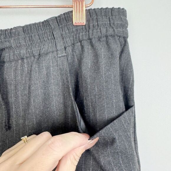 ZARA | Drawstring Waist Gray Pinstripe Print Pants Women’s Size 10 - Picture 5 of 9
